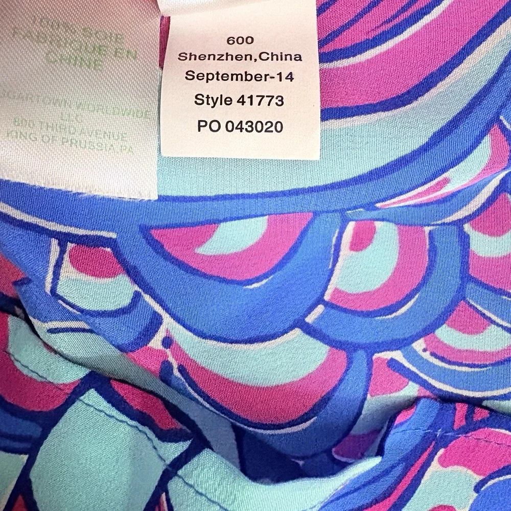 LILLY PULITZER Womens 100% Silk Elsa Multicolored Paisley Blouse Top Sz Medium - Picture 9 of 9
